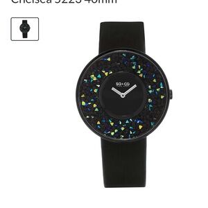 Black So & Co Watch with Crystal Accents